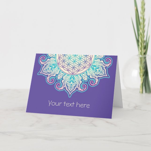Tarjeta Flor de vida - Mandala india 2 (Anverso)
