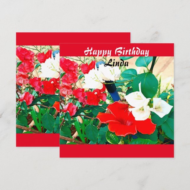 Tarjeta Flor de zapato rojo personalizada en el día de nac (Anverso / Reverso)