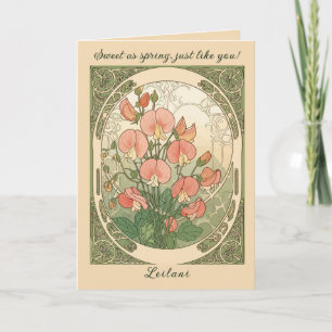 Tarjeta Flor Decorativa de Cumpleaños de Guisante Dulce