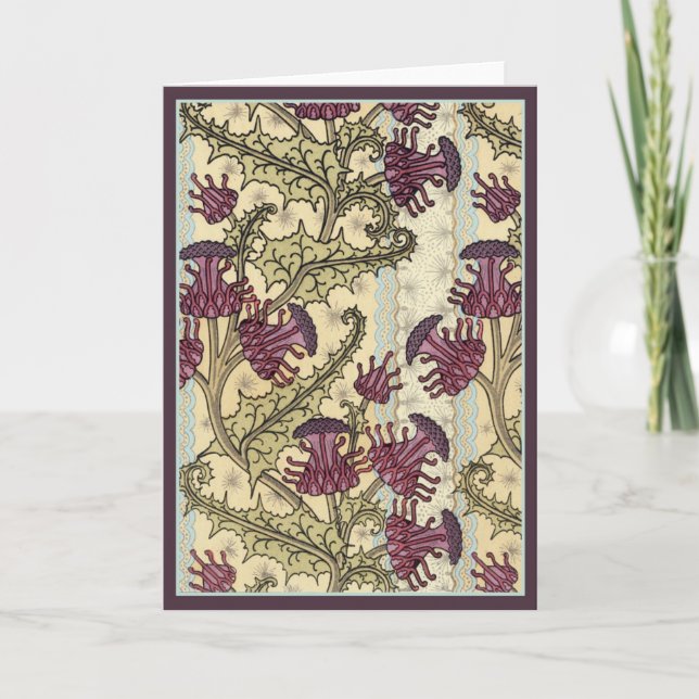 Tarjeta Flor del cardo de Nouveau del arte (Anverso)