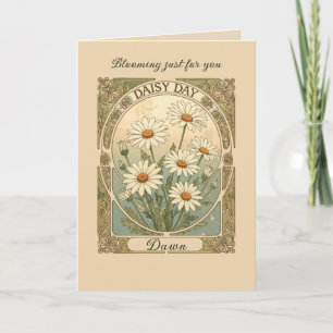Tarjeta Flor del mes de nacimiento de Daisy Abril Art Nouv