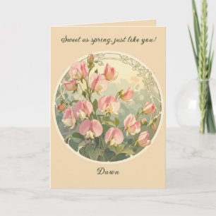 Tarjeta Flor del Mes de Nacimiento Elegante Sweet Pea