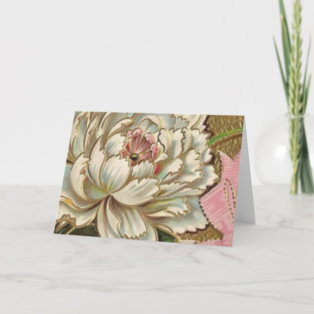 Tarjeta Flor del Peony del vintage (Anverso)
