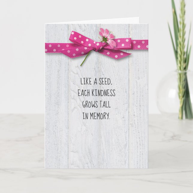 Tarjeta flor en rosa polka dot bow gracias (Anverso)