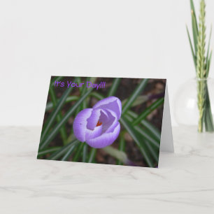 Tarjeta Flor feliz del Cumpleaños-azafrán