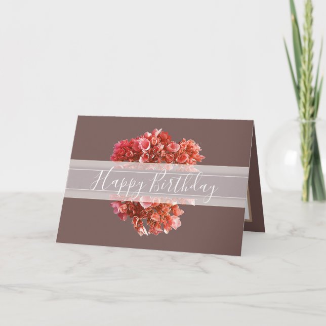 Tarjeta Flor Floral Hydrangea Bouquet Naranja Cumpleaños (Anverso)