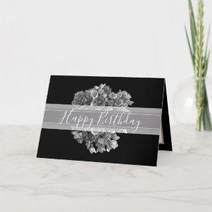 Tarjeta Flor Floral Hydrangea Bouquet Plata Cumpleaños