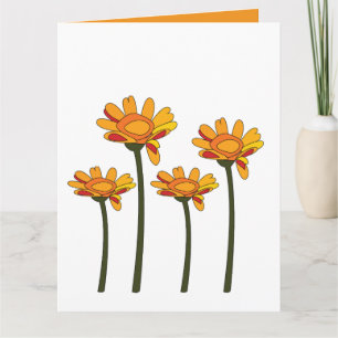 Tarjeta Flor Floral Naranja Rojo Caprichoso