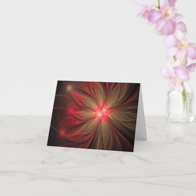 Tarjeta Flor fractal de fanatismo rojo (Orquídea)