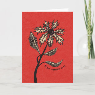 Tarjeta Flor Gótica Retro Vintage Tinta Roja Y Negra Texto