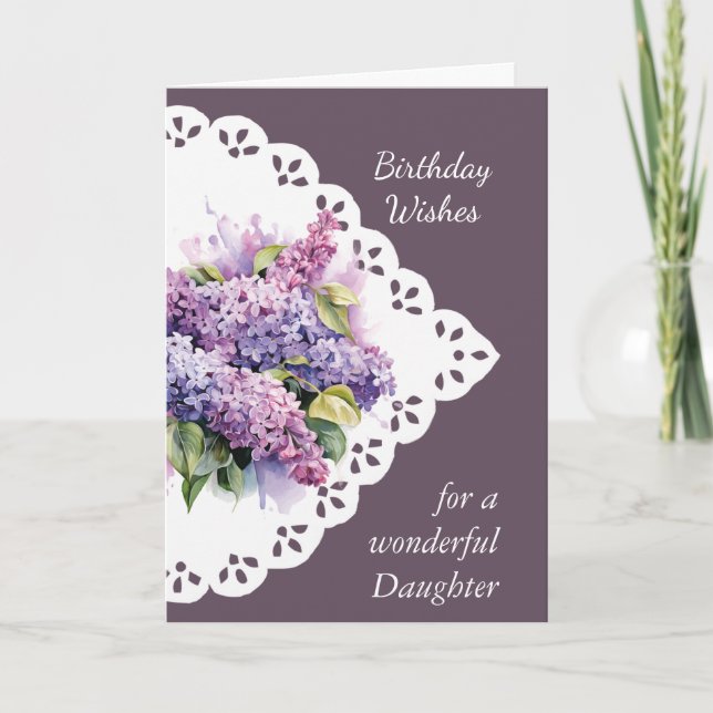Tarjeta Flor Lilac Bouquet Daughter Birday Card (Anverso)
