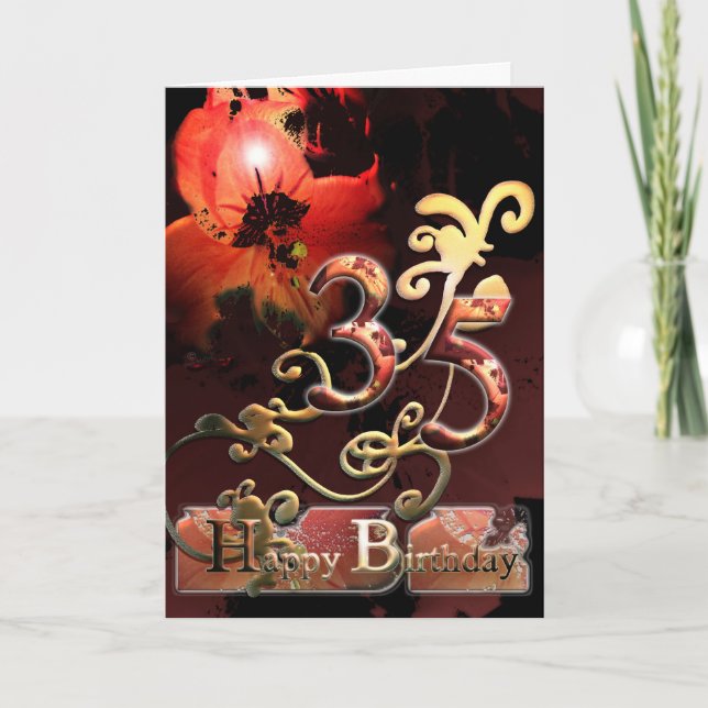 Tarjeta Flor Lilly Dream Feliz 35 cumpleaños floral (Anverso)