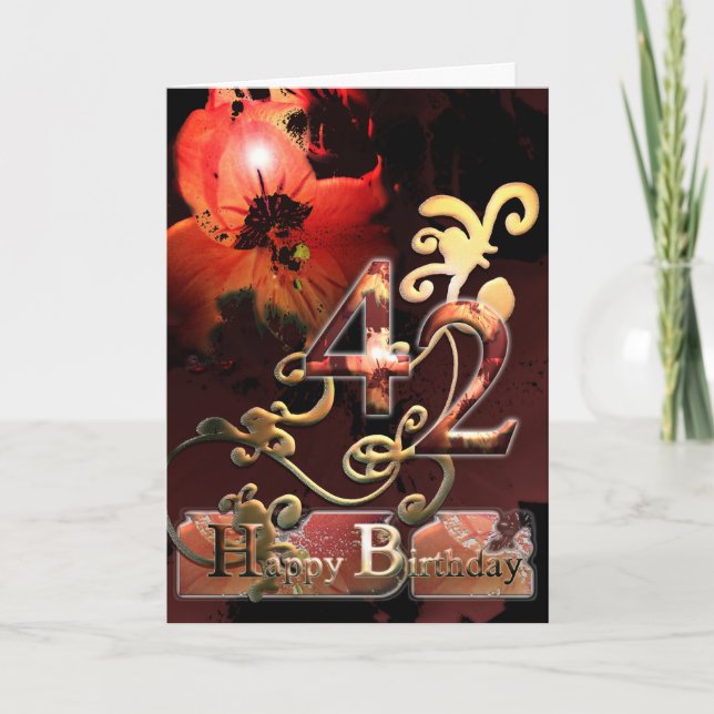 Tarjeta Flor Lilly Dream Happy 42 cumpleaños floral (Anverso)