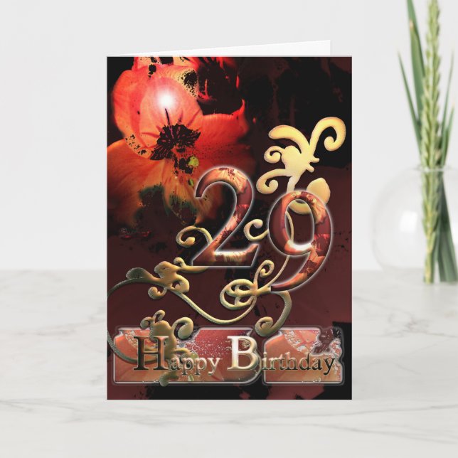 Tarjeta Flor Lily Dream Feliz 29 cumpleaños faux gilded (Anverso)