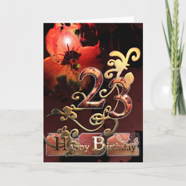 Tarjeta Flor Lily Dream Happy 23 Birthday ornate Card (Anverso)