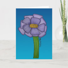 Flor morada con fondo azul en blanco