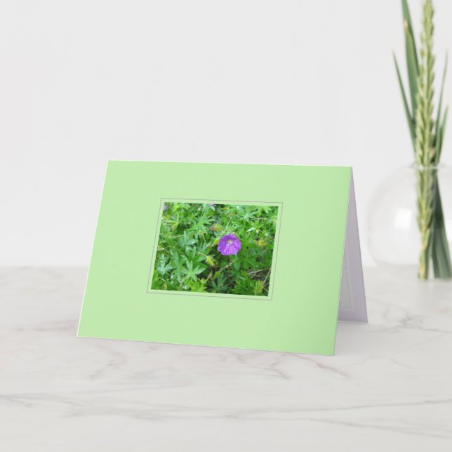 Tarjeta Flor morada en blanco verde (Anverso)