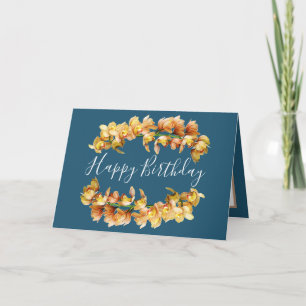 Tarjeta Flor Orquídea Flor Orquídea Nacimiento Azul