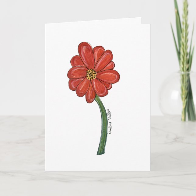 Tarjeta Flor Roja en Blanco (Anverso)
