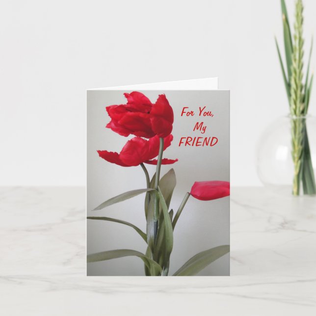 Tarjeta Flor roja, mi amigo (Anverso)