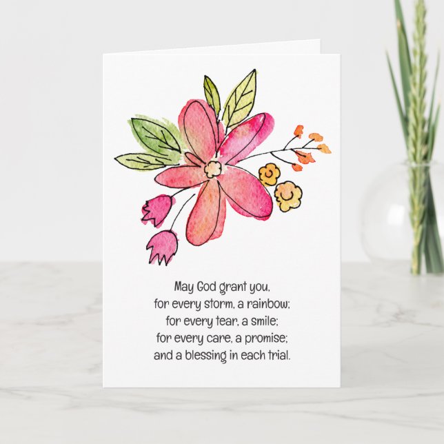 Tarjeta Flor rosa acuática contemporánea (Anverso)