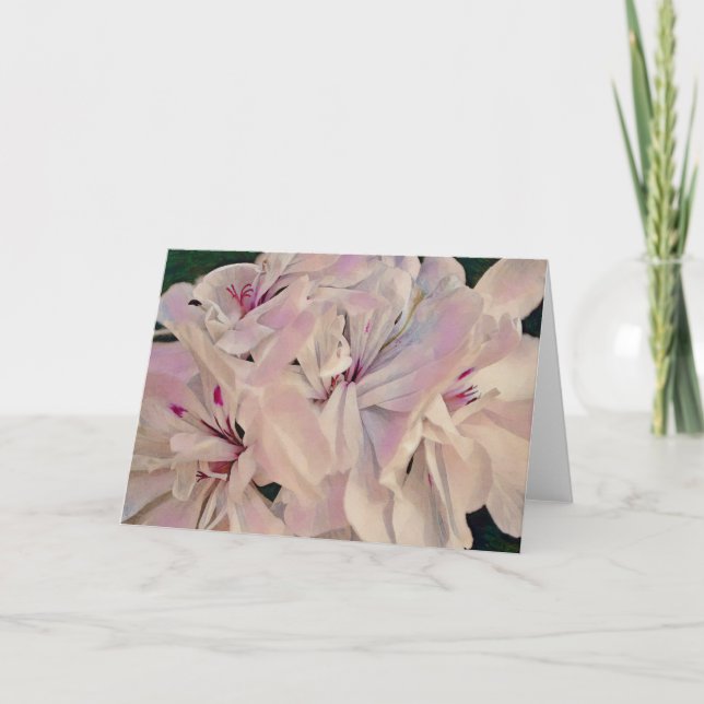 Tarjeta Flor rosa Art Geranium Blooms Art Note Card (Anverso)
