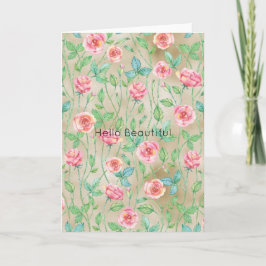 Tarjeta Flor rosa dorada