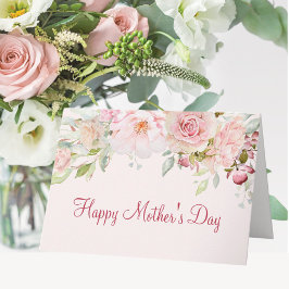 Tarjeta Flor Rosa Floral Feliz Día de la Madre Pastel