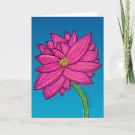 Tarjeta Flor Rosa Fucsia con fondo azul
