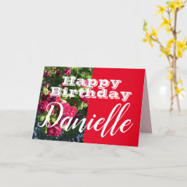 Tarjeta Flor rosa roja Feliz cumpleaños nombre de mujer