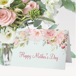 Tarjeta Flor Rosa Rosa Pastel Día de la Madre Feliz