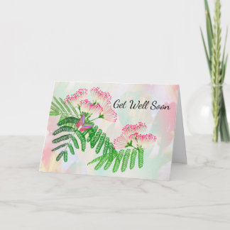 Tarjeta Flor rosa y mariposa se ponen bien