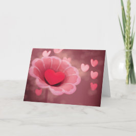 Tarjeta Flor rosa y roja de papel "¡Feliz Día de San Valen