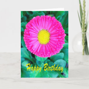 Tarjeta Flor rosada y amarilla del cumpleaños