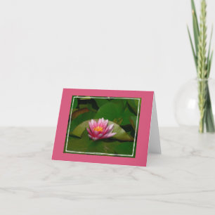 TARJETA FLOR ROSADO DE LOTUS CON EL &WHITE "MARCO " DEL
