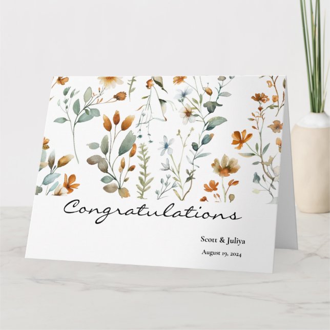 Tarjeta Flor silvestre Boho boda saludo (Anverso)