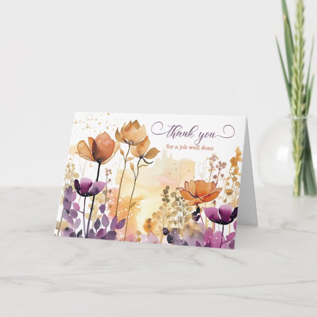 Tarjeta Flor silvestre de acuarela empresarial apreciada p (Anverso)