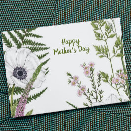 Tarjeta Flor silvestre frondosa Botánica Día de la Madre