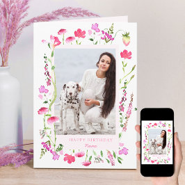 Tarjeta Flor silvestre rosa Delicate Foto Floral Cumpleaño