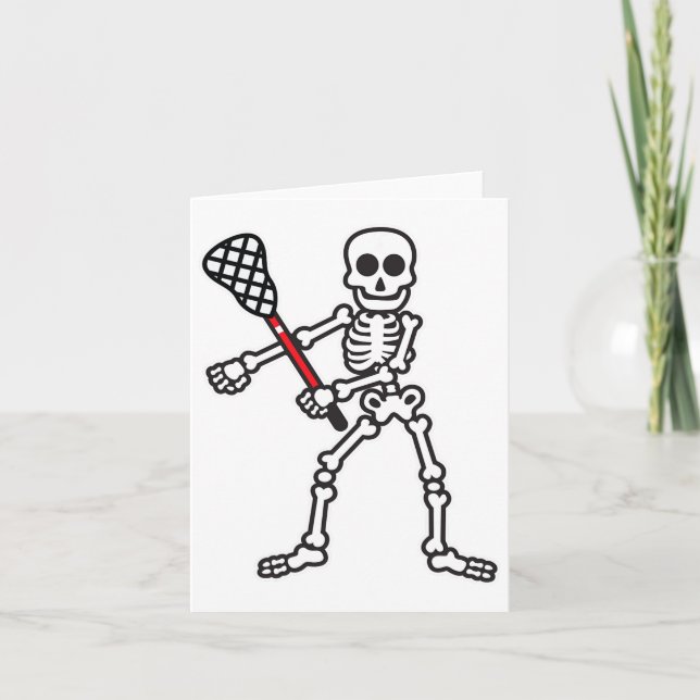 Tarjeta Flor Skeleton Lacrosse Player Halloween Costum (Anverso)