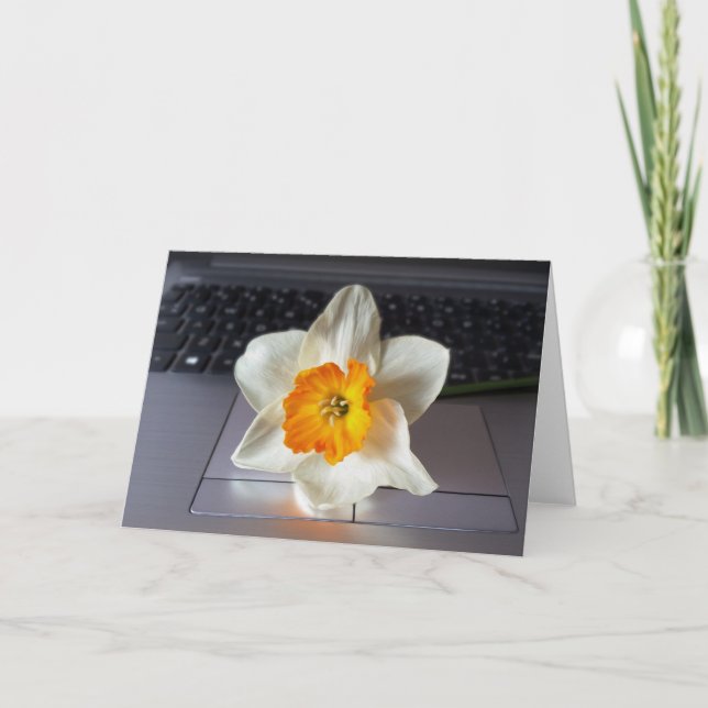 Tarjeta Flor sobre el teclado (Anverso)