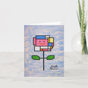 Tarjeta Flor sonriente al estilo de Mondrian Divertida Fel