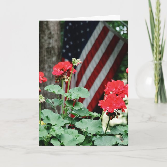 Tarjeta Flor y bandera Rojo blanco y azul (Anverso)