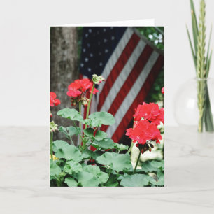 Tarjeta Flor y bandera Rojo blanco y azul