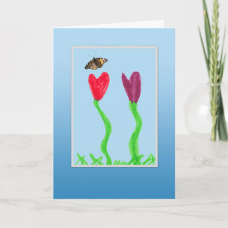 Tarjeta Flor y mariposa de niños - Día asombroso