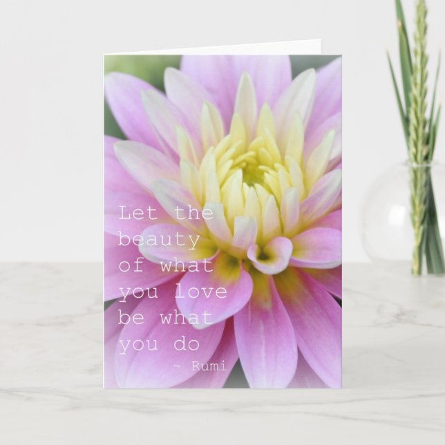 Tarjeta Flor zen- Dahlia Card Rumi cita (Anverso)