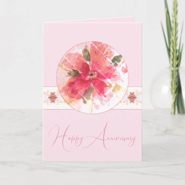 Tarjeta Flora rosa acuarela (Anverso)