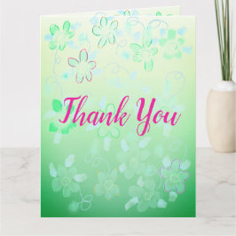 Tarjeta Flora Verde Rosa Y Verde azulada