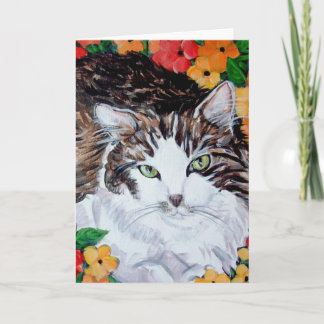 Tarjeta Flora y felino