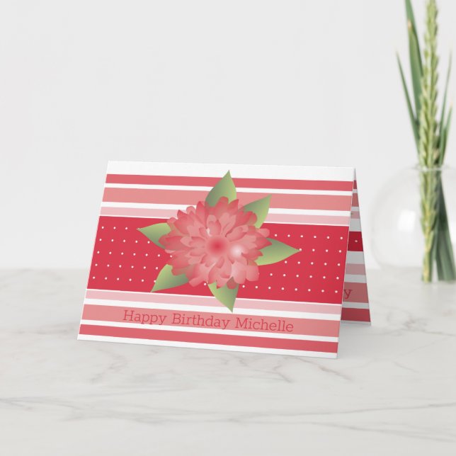 Tarjeta Flora Y Tiras Rosadas (Anverso)